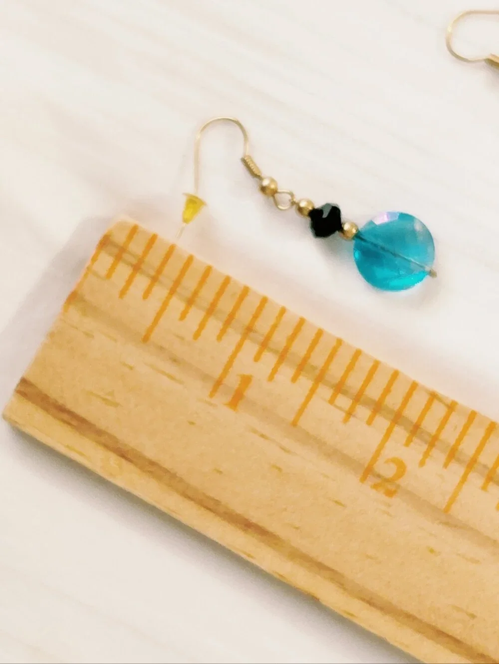 Gold Blue Black Glass Rhinestone Earrings